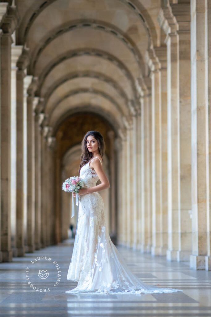 Louvre arches, bride portrait photograph