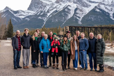 Extended family photo at Canmore Engine Bridge