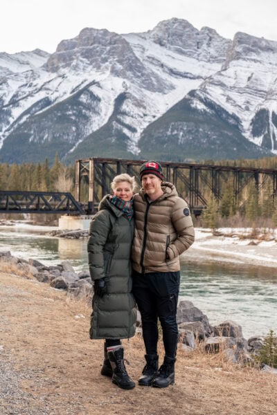 Brother and Sister Photo at Canmore Engine Bridge
